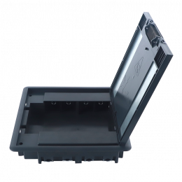 Лючок в пол 16 мод. (8 мод. 45х45 мм.) верт. установка, глубина 50мм, крышка ABS + гальванизированная стальная вставка DFB16SRD