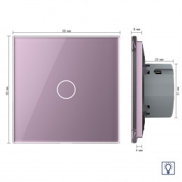 Одноклавишный сенсорный диммер Livolo, 1 пост, цвет розовый