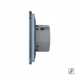 Сенсорный выключатель для жалюзи Livolo 2 клавиши 1 модуль Синий VL-C702W-19