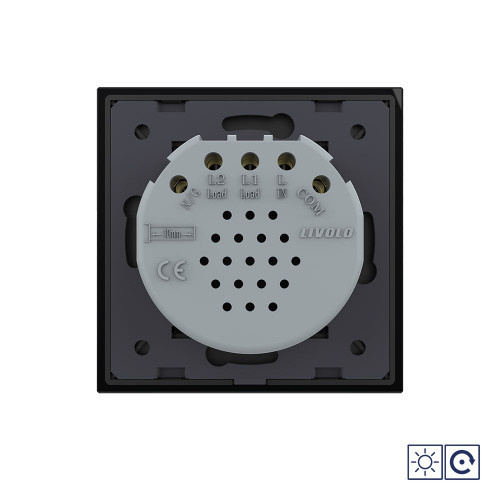 Купить Двухклавишный сенсорный импульсный выключатель Livolo Quadro сухой контакт, 1 пост, цвет черный в rum24.ru фото: 4