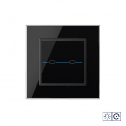 Двухклавишный сенсорный импульсный выключатель Livolo Quadro сухой контакт, 1 пост, цвет черный