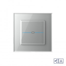 Одноклавишный проходной/перекрестный сенсорный выключатель Livolo Quadro с функцией радиоуправления, 1 пост, цвет серый