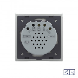 Одноклавишный проходной/перекрестный сенсорный выключатель Livolo Quadro с функцией радиоуправления, 1 пост, цвет серый