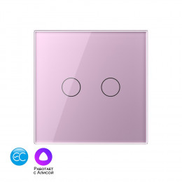 Двухклавишный умный сенсорный выключатель Livolo EC, 1 пост, цвет розовый VL-C702Z2-17