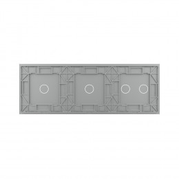 Панель для трех сенсорных выключателей Livolo, 4 клавиши (2+1+1), цвет серый, стекло