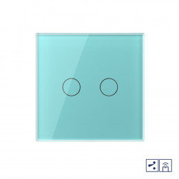 Двухклавишный проходной/перекрестный сенсорный выключатель Livolo с функцией радиоуправления, 1 пост, цвет зеленый