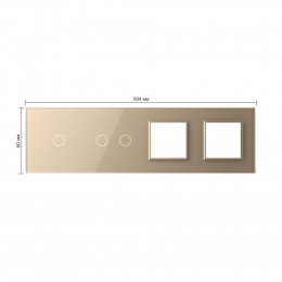 Панель для 2-х сенсорных выключателей и 2-х розеток Livolo, 3 клавиши (1+2), цвет золотой, стекло