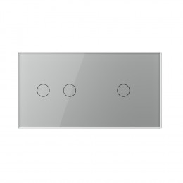 Сенсорный выключатель Livolo 3 клавиши (2-1), 2 поста, цвет серый