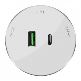 Systeme Electric MultiTrack Розетка 2хUSB (тип А+С) 18Вт, 5В/3А Белый MTK13003W