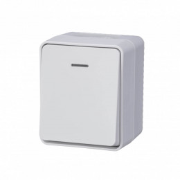 Одноклавишный с подсветкой влагозащищенный выключатель 10А IP54 Systeme Electric AtlasDesign Profi54 белый ATN540113