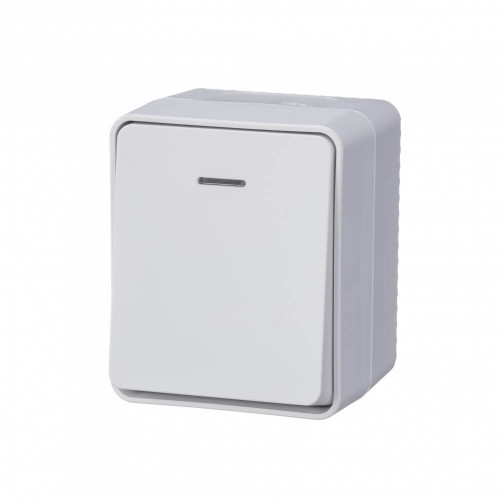 Купить Одноклавишный с подсветкой влагозащищенный выключатель 10А IP54 Systeme Electric AtlasDesign Profi54 белый ATN540113 в rum24.ru