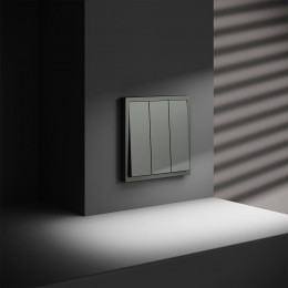 Выключатель встраиваемый VOLTUM S70 трехклавишный (титан) VLS030106