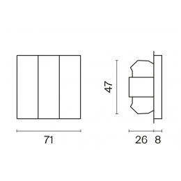 Выключатель встраиваемый VOLTUM S70 трехклавишный (титан) VLS030106